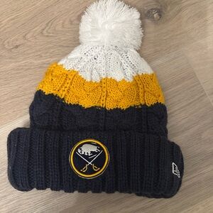 Buffalo Sabres Pom-Pom Beanie - Navy, Yellow, and White
